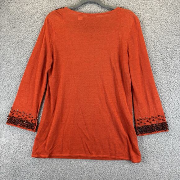 Y2k Linen Sweater Medium Boho Hippie Festival Embellished Sequin Lightweight - Picture 8 of 8